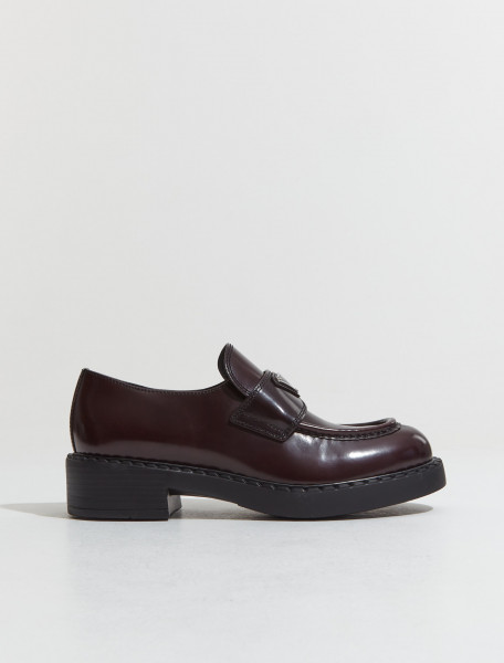 Prada - Brushed Leather Loafers in Burgundy - 1D246M_ULS_F0397