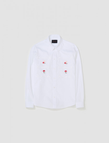 Simone Rocha - Classic Fit Shirt with Cake Embroidery in White - 5144I_1025