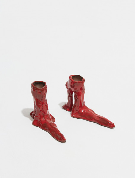 HHEELS RED HOT LEGS HIGH HEEL CANDLE HOLDERS IN RED