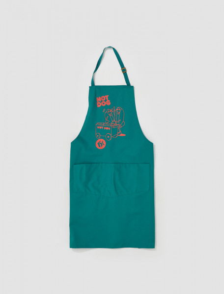 CARNE BOLLENTE   REALLY HOT DOGS APRON IN GREEN   AW22AP0101