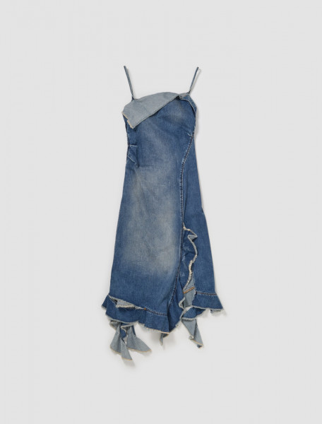 Acne Studios - Ruffle Strap Denim Dress in Mid Blue - A20641-8630