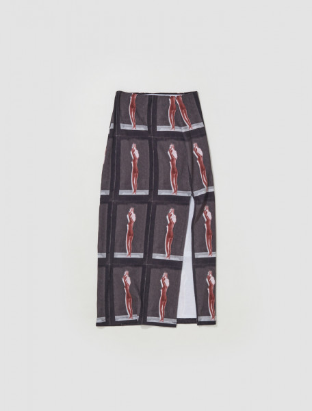 Elliss - Lady in Red Rib Ankle Skirt in Multi Print - 4230102