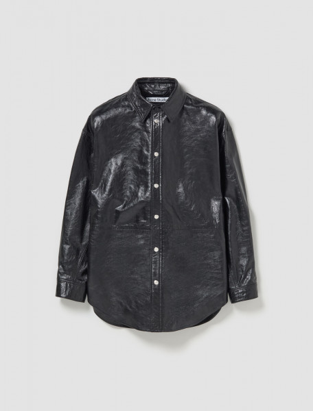 Acne Studios - Leather Shirt Jacket in Black - B70137-9000