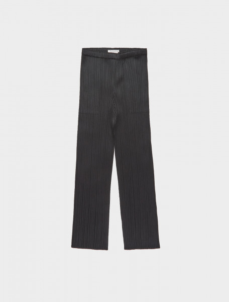 286-PP08JF111-15 ISSEY MIYAKE PLEATS PLEASE TAPERED CROPPED TROUSERS BLACK