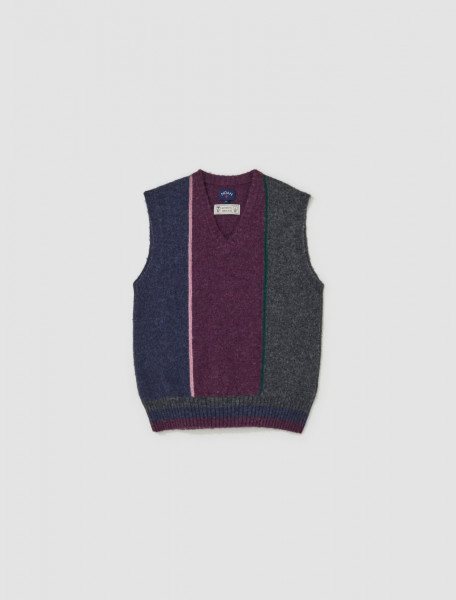Noah - Shetland Block Sweater Vest in Dark Multi - SW050FW23MUL