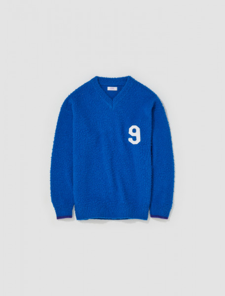 ERL - Football V-Neck Sweater in Blue - ERL06N001