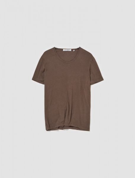 Our Legacy - U-Neck Cotton Silk T-Shirt in Washed Charcoal - M2246UW