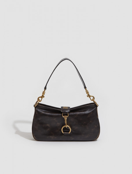 MIU MIU   LEATHER SHOULDER BAG WITH SNAP HOOK IN COFFEE   5BC123_2F6P_F0V6L