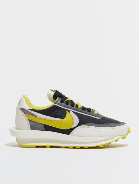 x Sacai x Undercover LDWaffle Sneaker in Black &amp; Bright Citron