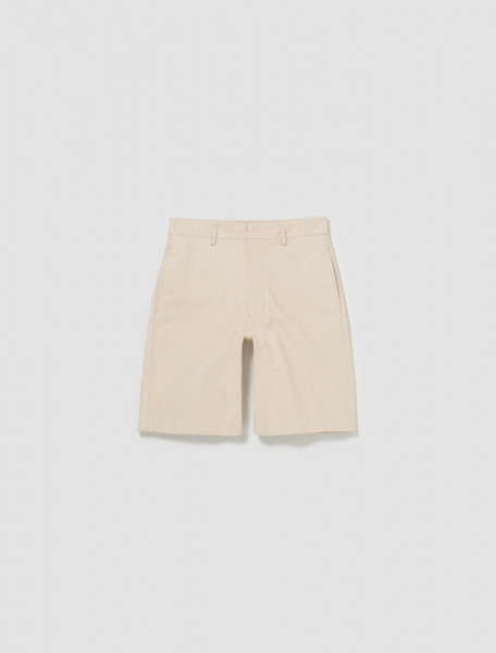 Lemaire - Leather Shorts in Off White - PA1109-LL0068