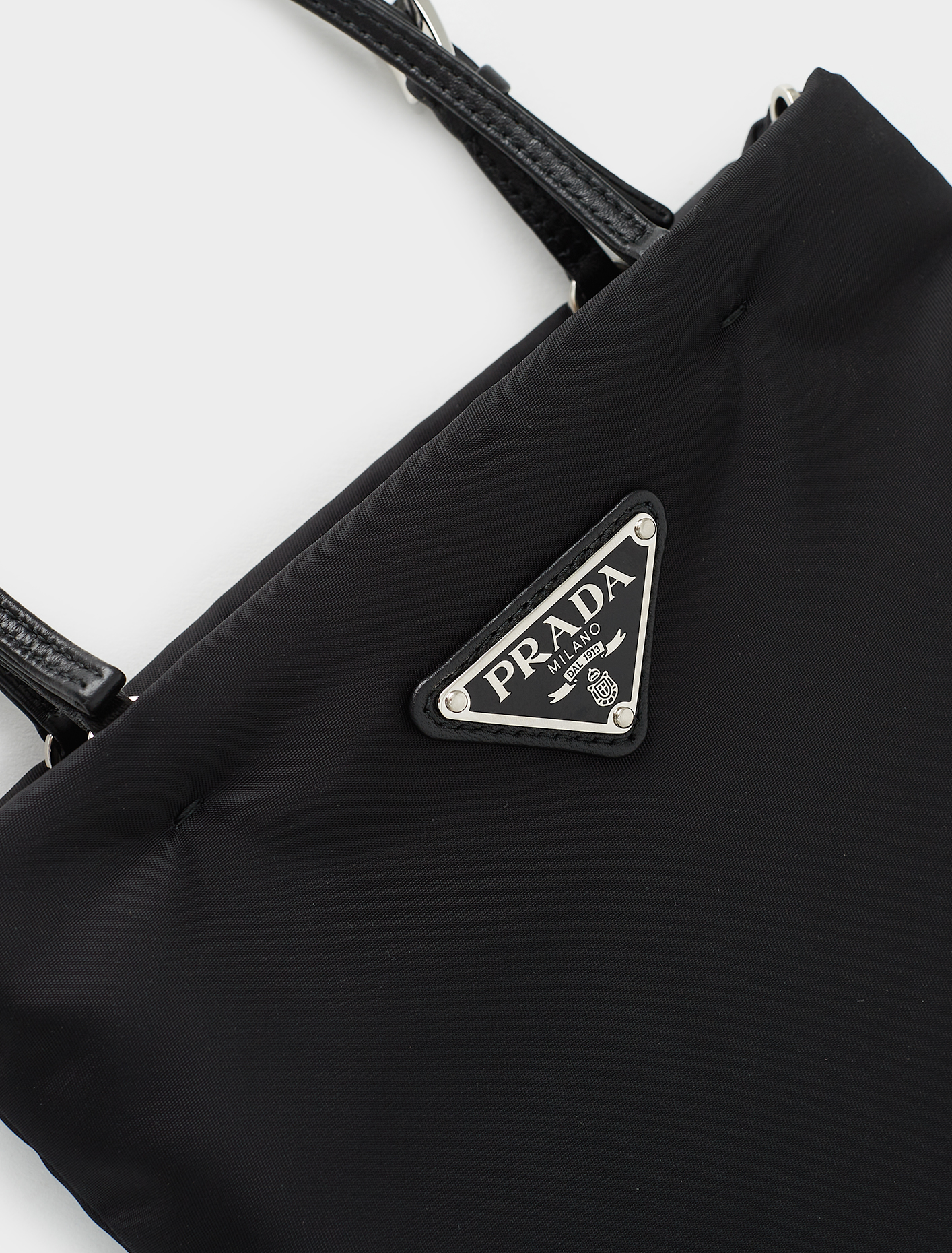 Prada Nylon Tote Bag with Leather Handles in Black | Voo Store Berlin ...