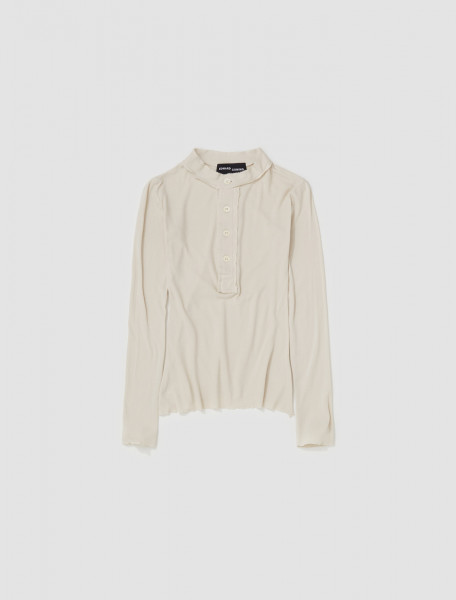 Edward Cuming - Raw Stack Henley Shirt in Washed Beige - FW23-J07