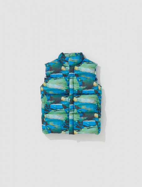 ERL - Printed Quilted Puffer Vest in Green Sunset - ERL06J006
