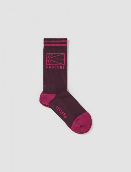 RASSVET - Knit Logo Socks in Burgundy - PACC13K008_2
