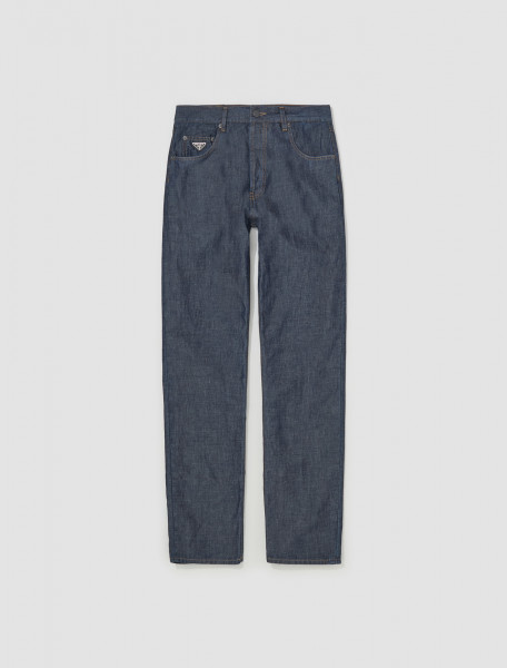 Prada - Five-Pocket Chambray Trousers in Blue - GEP374_14J2_F0008