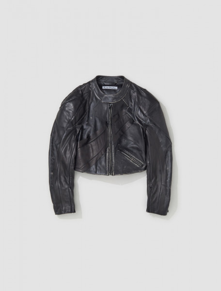 Acne Studios - Patchwork Leather Biker Jacket in Black - A70152-900034