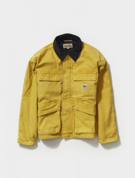115589 0201 STÜSSY WASHED CANVAS SHOP JACKET IN YELLOW