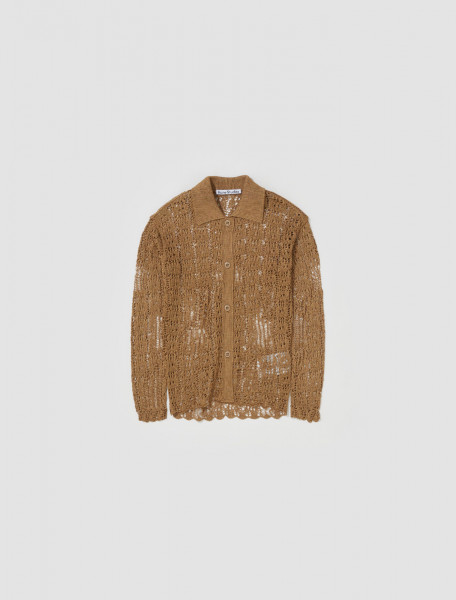 Acne Studios - Knitted Button-Up Shirt in Caramel Brown - A60395-59C-FN-WN-KNIT000538