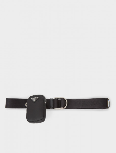 242-1CN073-2DC7-F0002 PRADA Nylon Belt with Pouch in Black