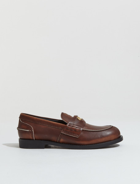 MIU MIU   LEATHER PENNY LOAFERS IN BROWN   5D773D_3G48_F0038