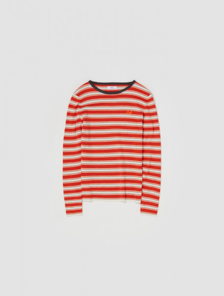 ERL - Crewneck Striped Light Sweater in Red - ERL06N006-Red