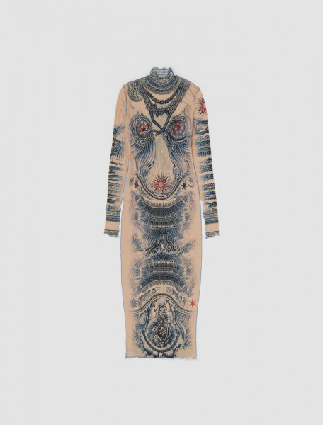 Jean Paul Gaultier - Long Sleeve Dress in Nude & Blue - 23 -15-F-RO074-J528-635030