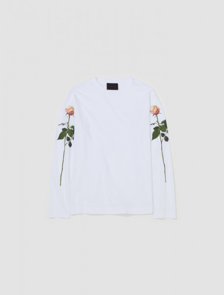 Simone Rocha - Long Sleeve T-Shirt with Rose Print in White - 5194P4-M_0569