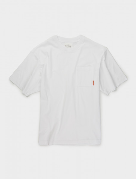 110-BL0214-183 ACNE STUDIOS PATCH POCKET TSHIRT IN OPTIC WHITE