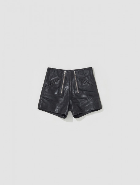 Prada - Double Zip Leather Shorts in Black - UPP248_12NF_F0002