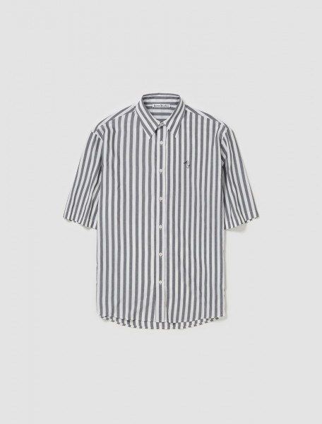 Acne Studios - Striped Short Sleeve Shirt in Black & white - BB0585-J83046