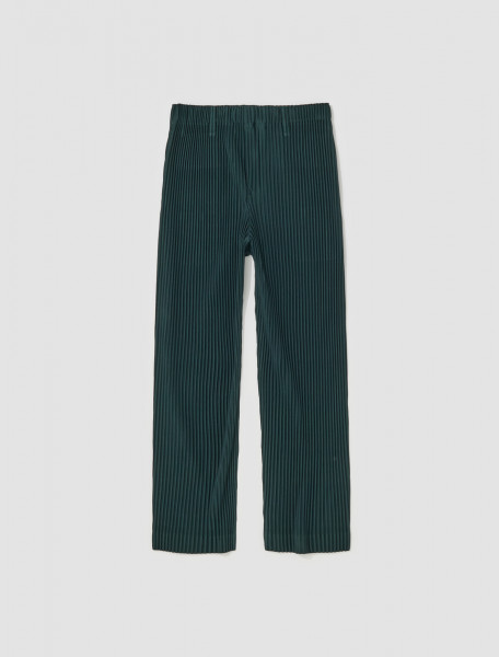 HOMME PLISSÉ Issey Miyake - Straight Pleated Trousers in Dark Green - HP38JF184-69