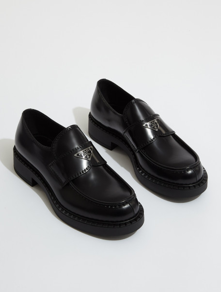 Prada Brushed Leather Loafers in Black | Voo Store Berlin | Worldwide ...