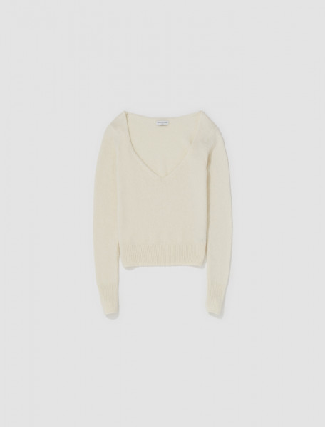 Dries Van Noten - V-Neck Sweater in Ecru - 232-021205-7702-005