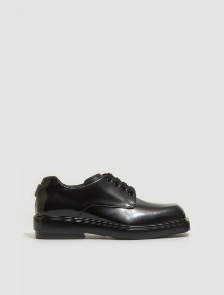 Prada - Brushed Leather Derby Shoes in Black - 2EG427_055_F0002