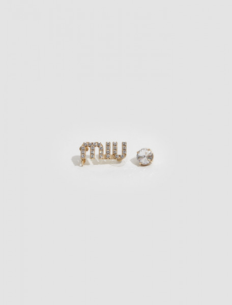 Miu Miu - Miu Miu Logo Crystal Earrings in Gold - 5JO760_2DNC_F0NXA