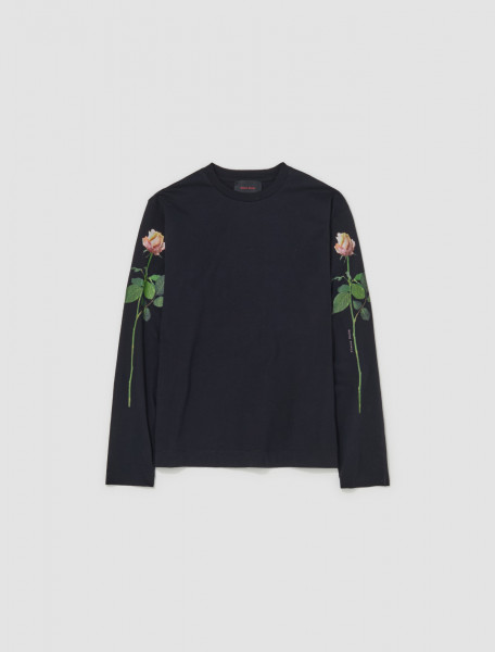 Simone Rocha - Long Sleeve T-Shirt with Rose Print in Black - 5194P4-M_0569