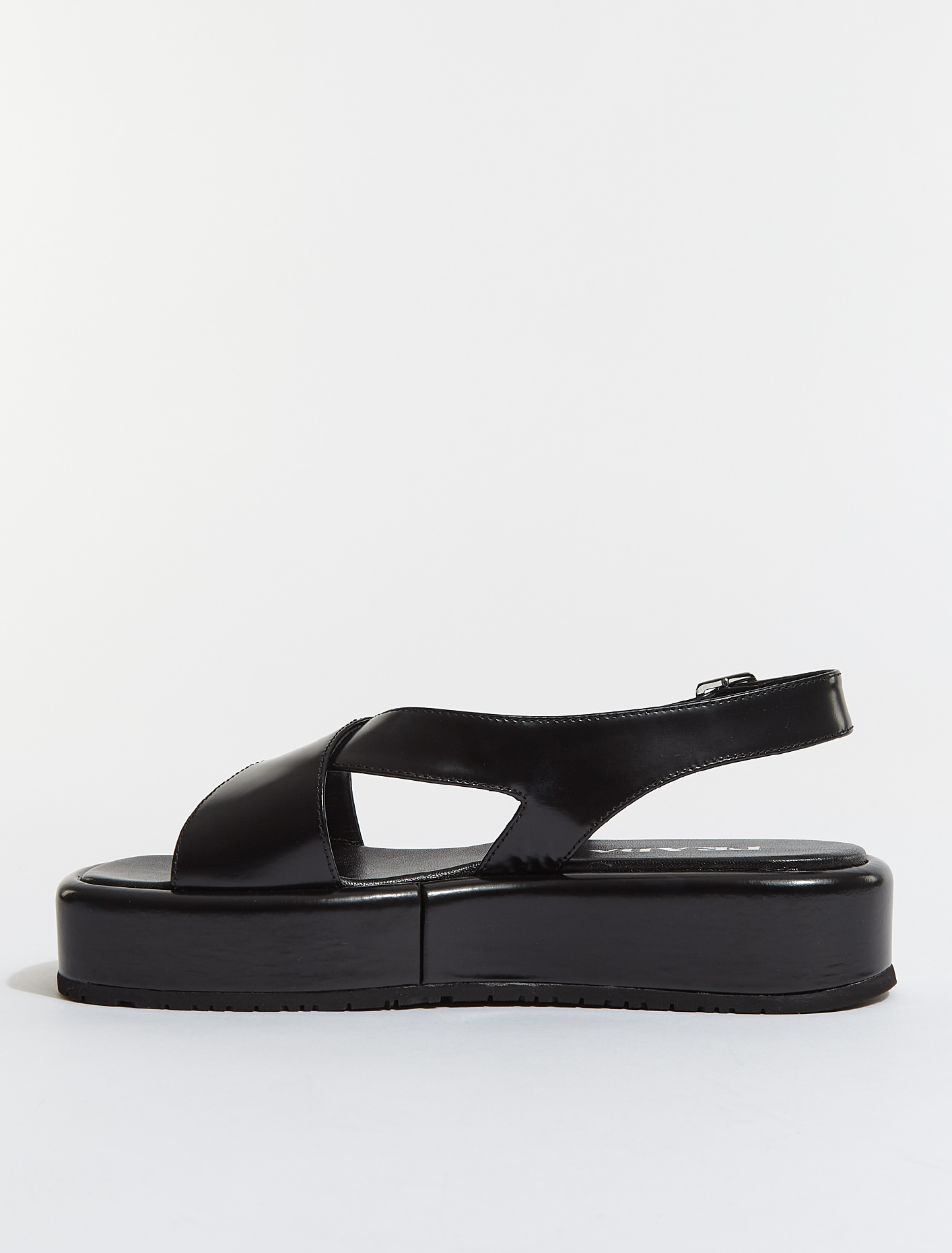 Prada Wedge Leather Sandals in Black | Voo Store Berlin | Worldwide ...
