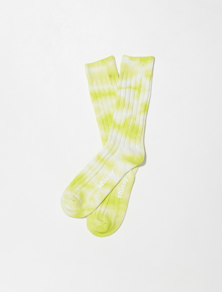 STÜSSY   DYED RIBBED CREW SOCKS IN LIME   138741 0412