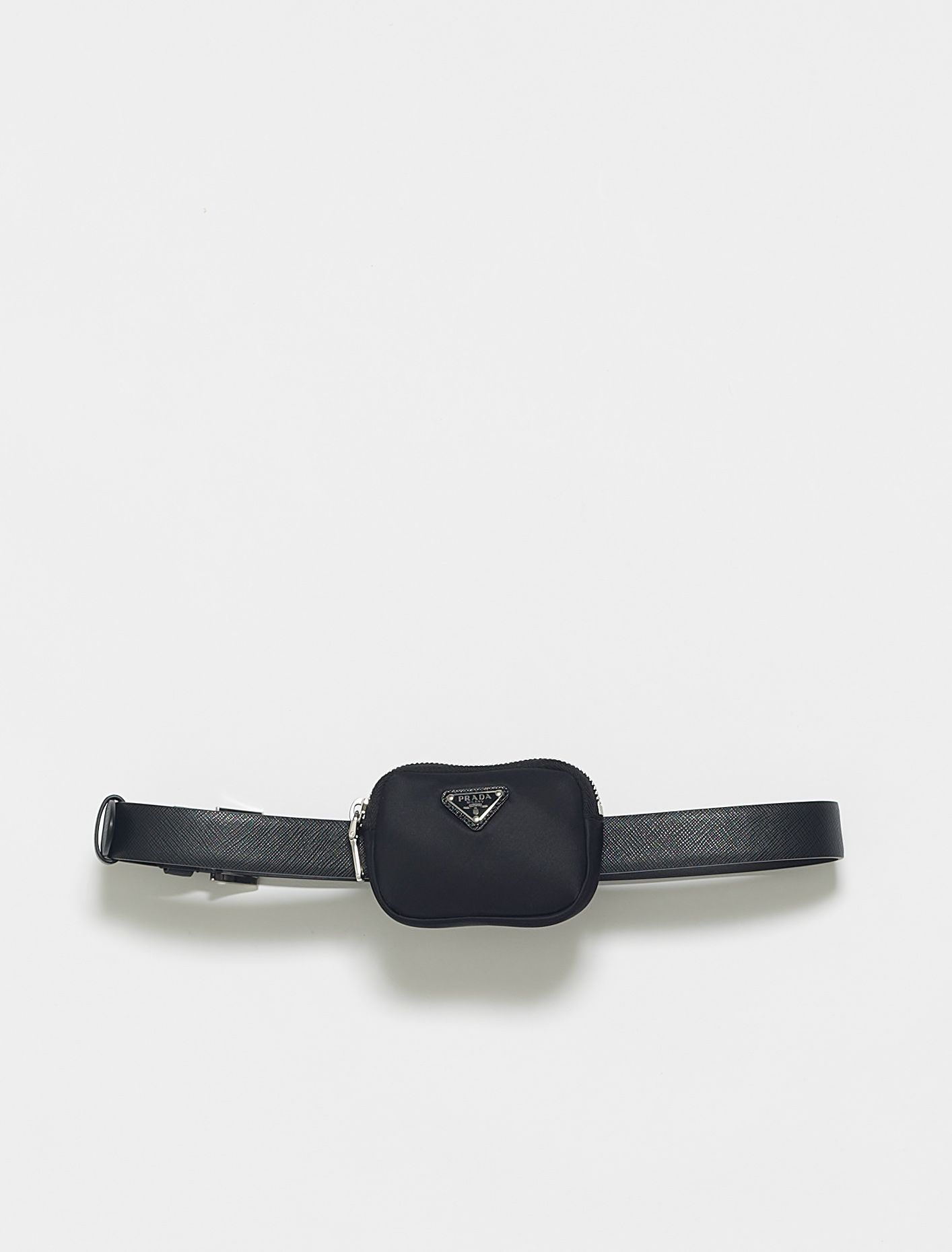 Prada Saffiano Leather Belt with Pouch in Black | Voo Store Berlin ...