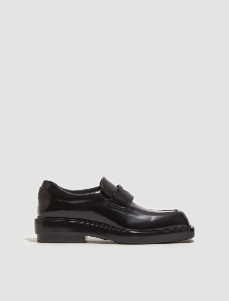 Prada - Brushed Leather Square Toe Loafers in Black - 1D499N_055_F0002