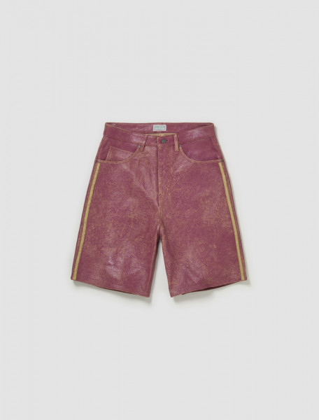 GUESS USA - Crackle Leather Shorts in Distressed Damson - M4GD00L0R10