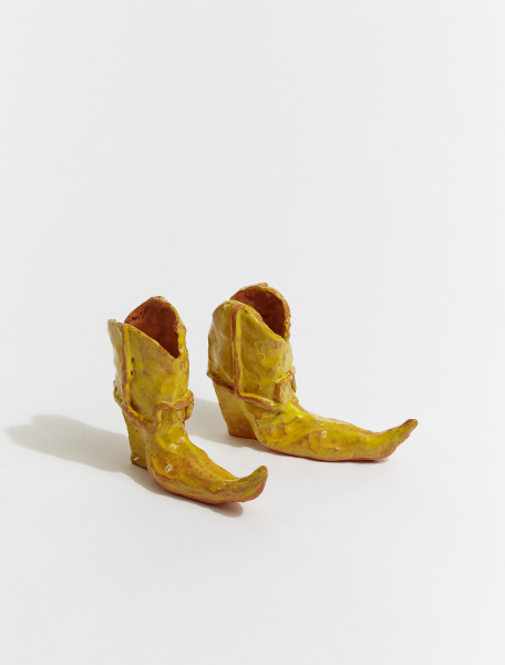BOOTS-YEL HOT LEGS COWBOY BOOT CANDLE HOLDER IN YELLOW