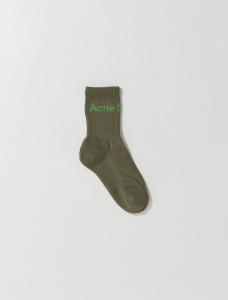 Acne Studios - Logo Socks in Khaki & Green - C80133-DE4-FN-UX-ACCS000078