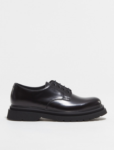 PRADA   BRUSHED LEATHER DERBY SHOES IN BLACK   2EE306 B4L F0002