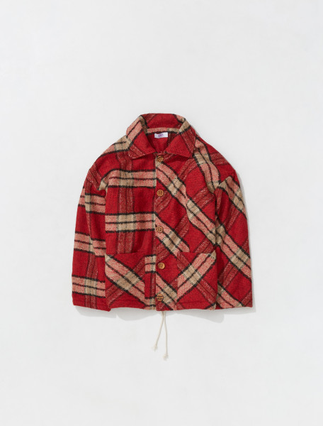 ERL   PLAID BLANKET COAT IN RED   ERL04C007_1