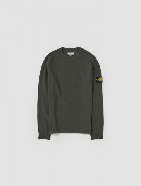 STONE ISLAND   LONG SLEEVED CREWNECK KNIT IN OLIVE   MO7715526A1_V0058