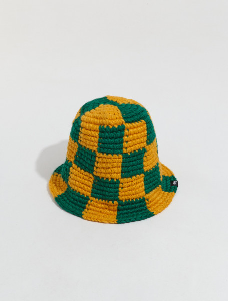 Stüssy - Checker Knit Bucket Hat in Evergreen - 1321172-0502