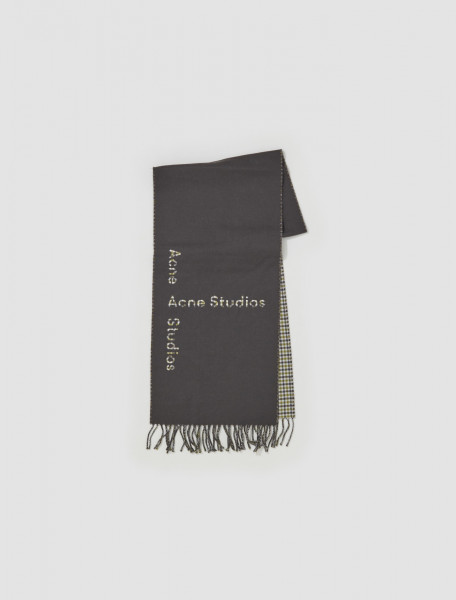 Acne Studios - Logo Check Wool Scarf in Charcoal Grey - CA0202-Z79-FN-UX-SCAR000223