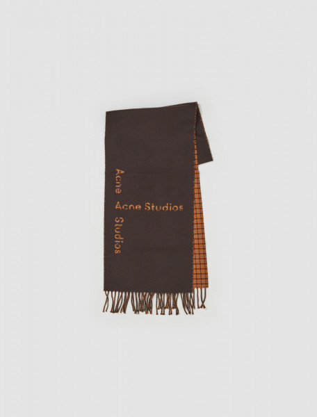 Acne Studios - Logo Check Wool Scarf in Chocolate Brown - CA0202-ADN-FN-UX-SCAR000223