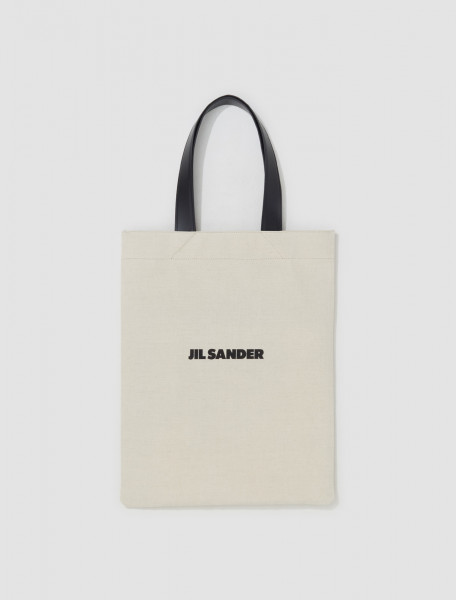 Jil Sander - Canvas Tote Bag with Leather Strap in Natural - J07WC0023
